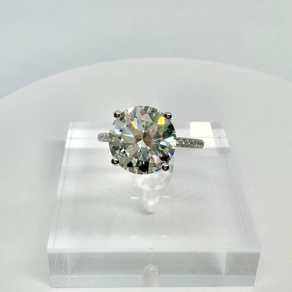 Moissanite Diamond Ring 3 Ct Engagement Wedding Round Cut Solitaire GRA Size 8 - Picture 9 of 11